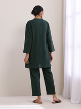 Dark Green Dobby Relaxed Fit Co-Ord Set