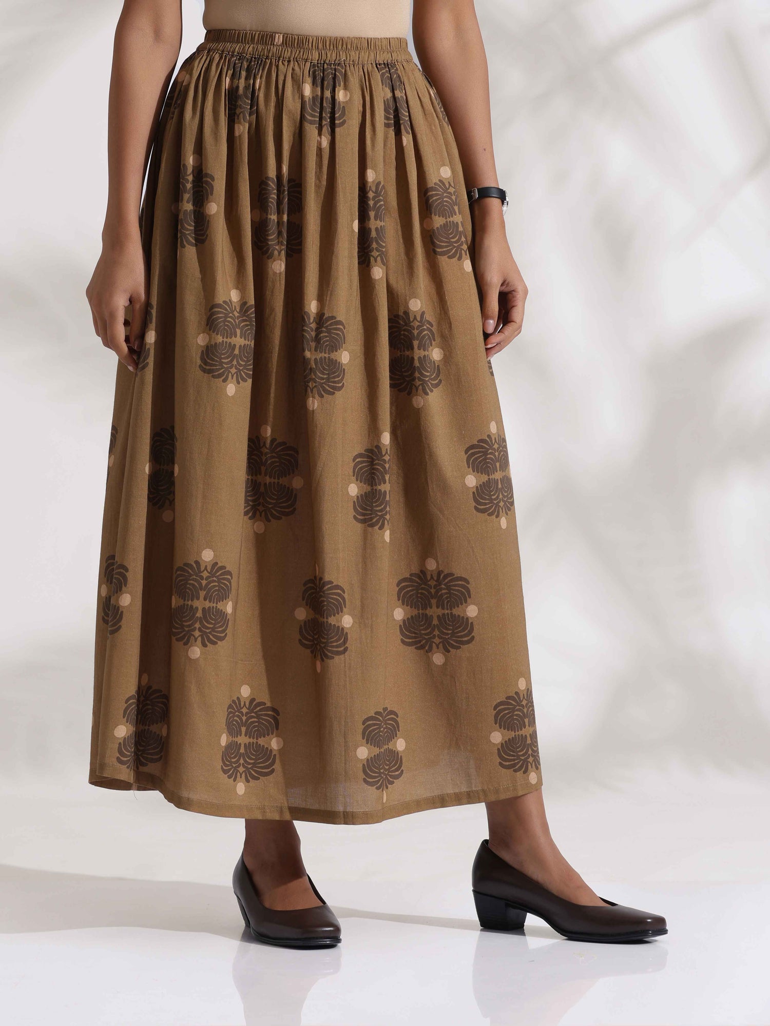 trueBrowns Beige Cotton Skirt Co-ord Set