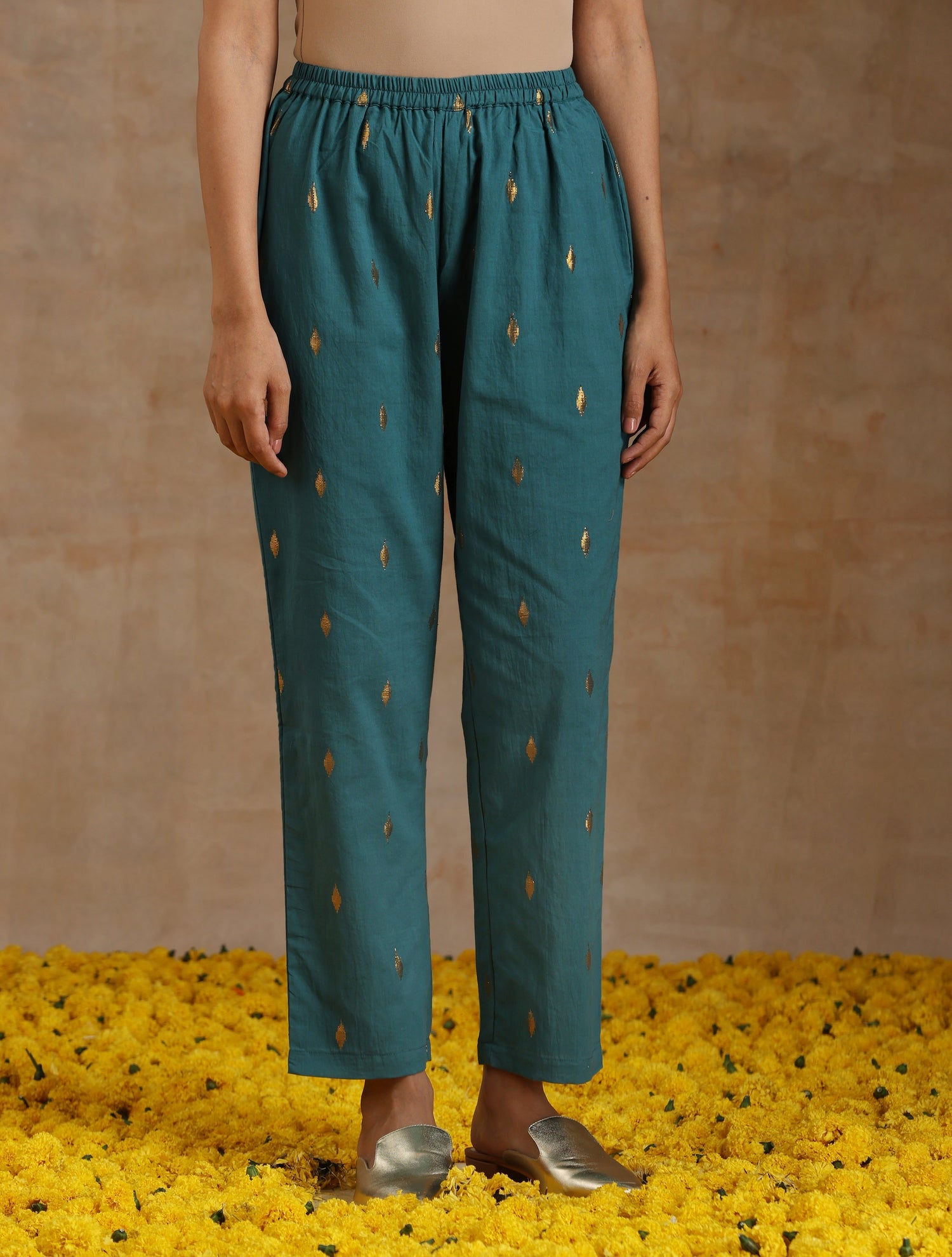 Deep Sea Gold Cotton Flared Co-Ord Set