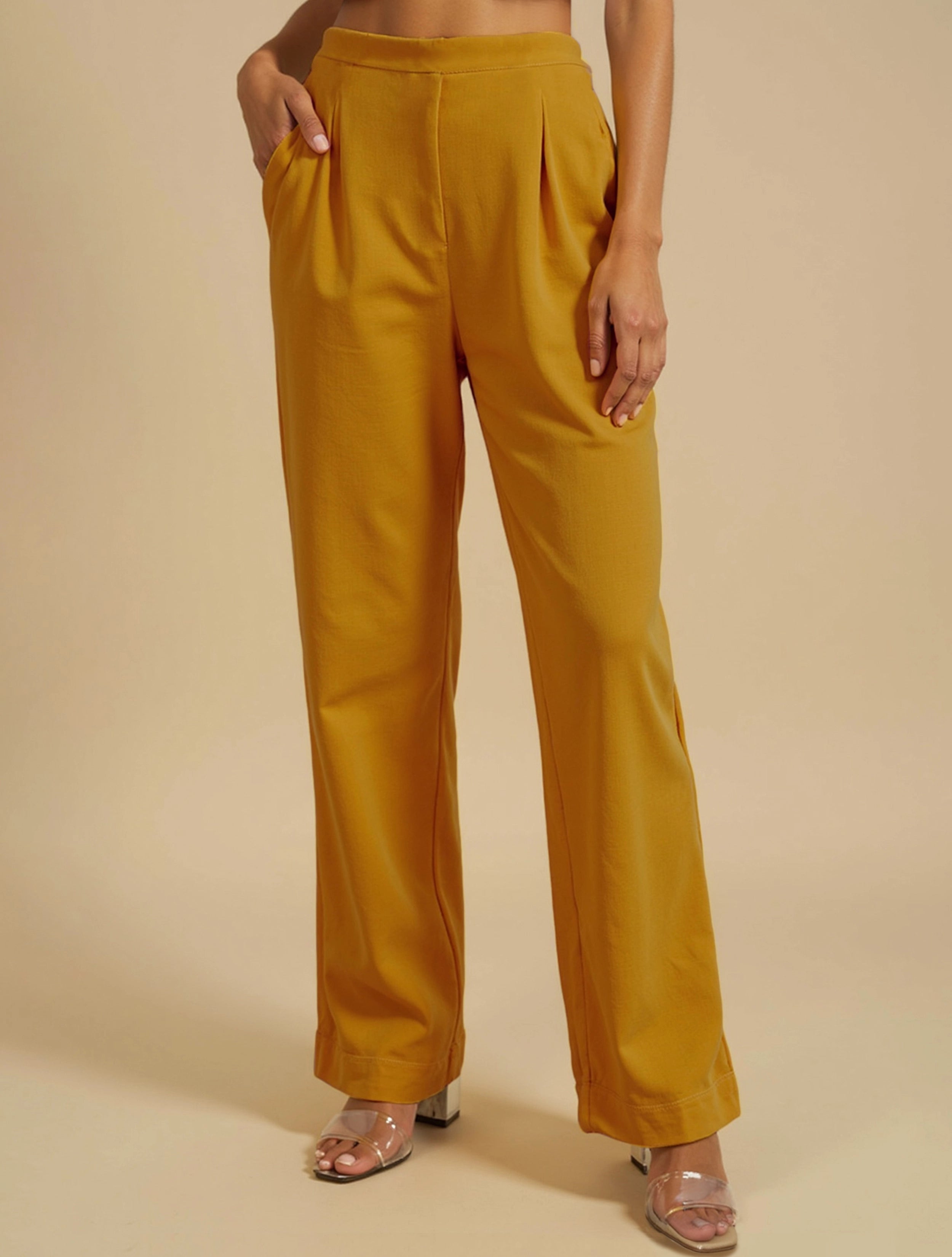 trueBrowns Yellow Jacquard Straight Kurta Pant Dupatta Set