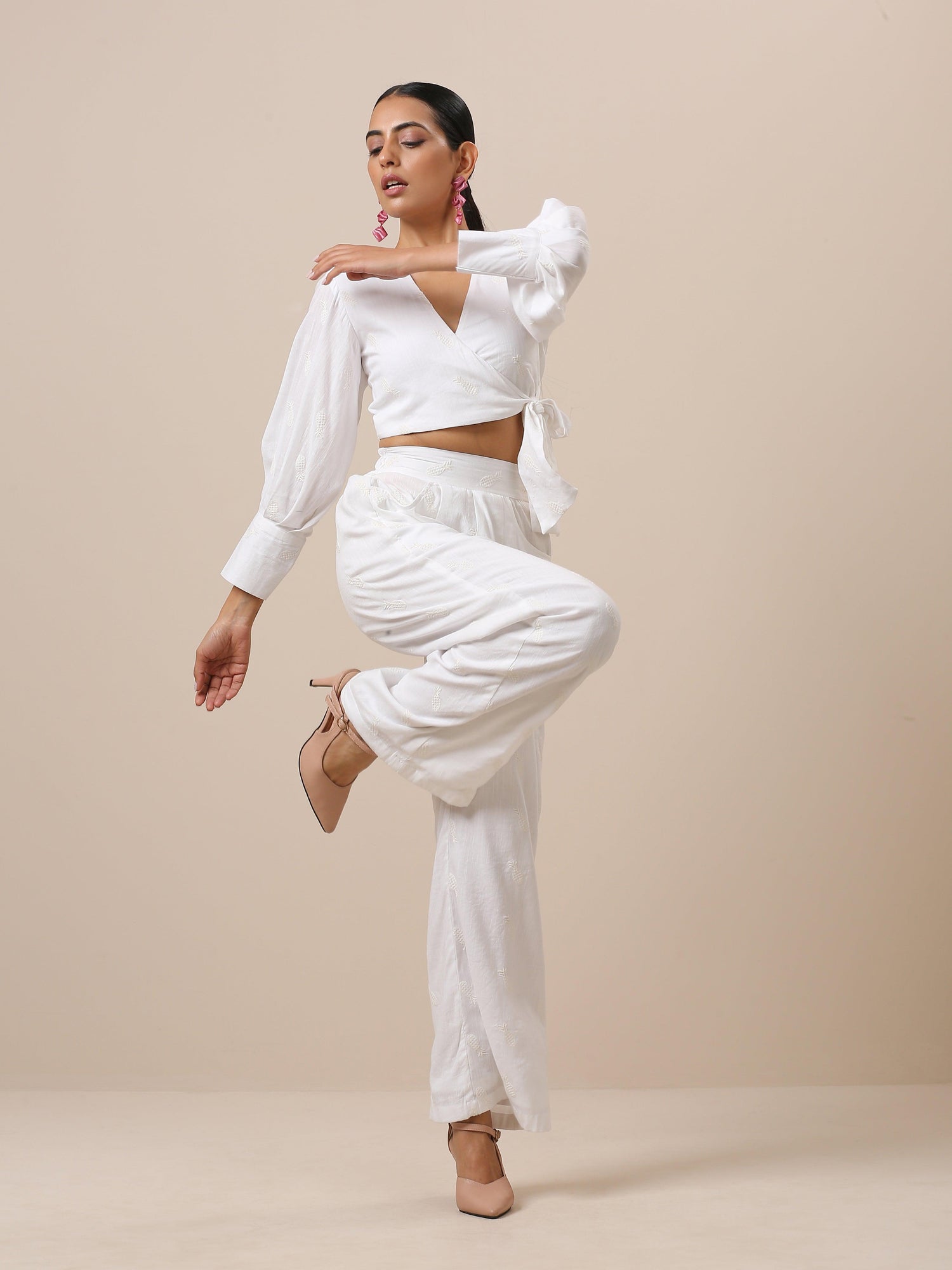 Cotton White Pineapple Embroidered Top - trueBrowns