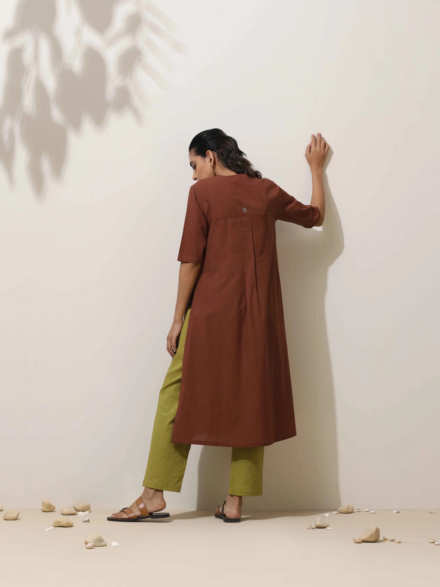 trueBrowns Brown Cotton Kurta Pant Set