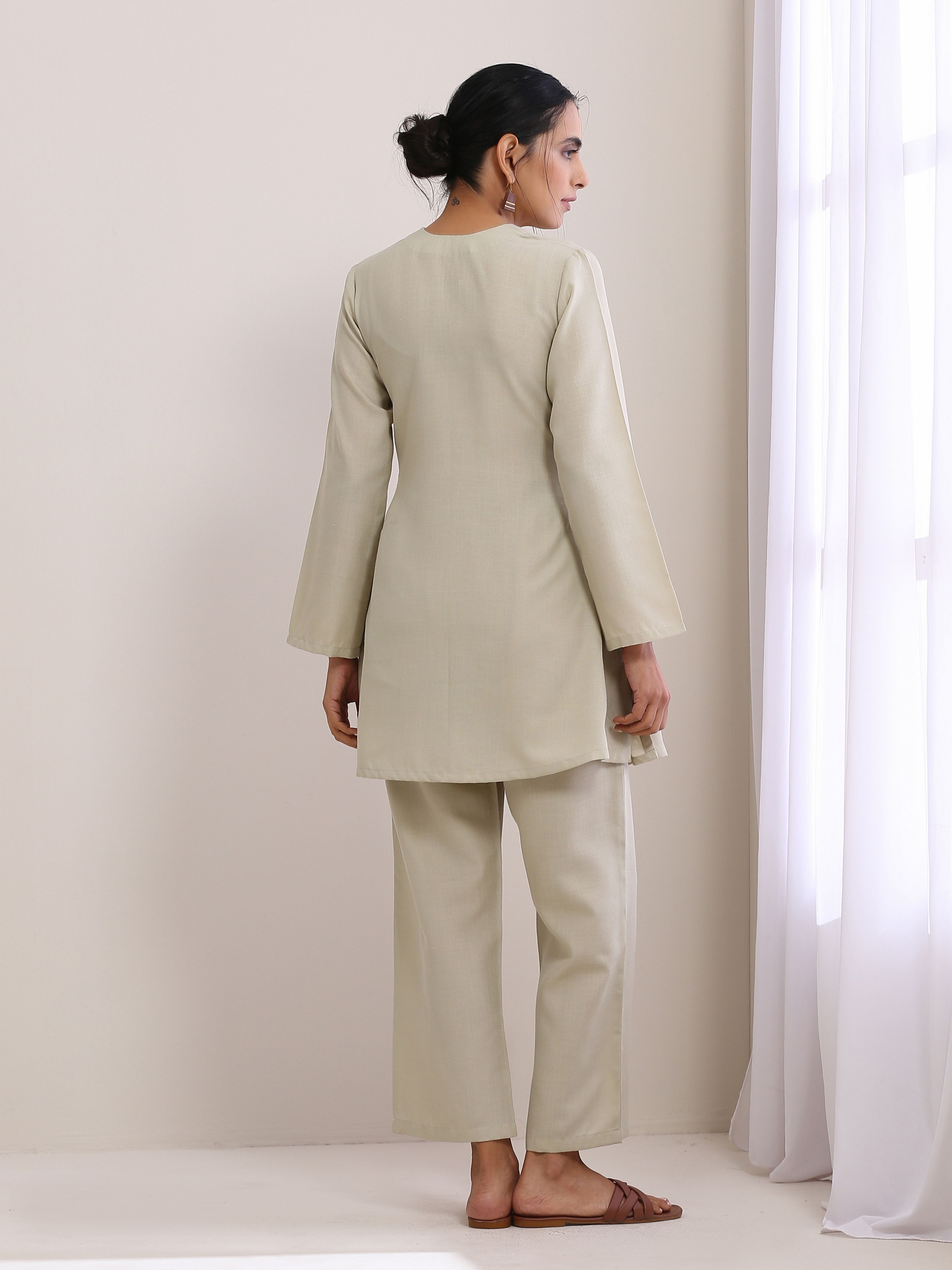 Light Grey Slub Co-Ord Set