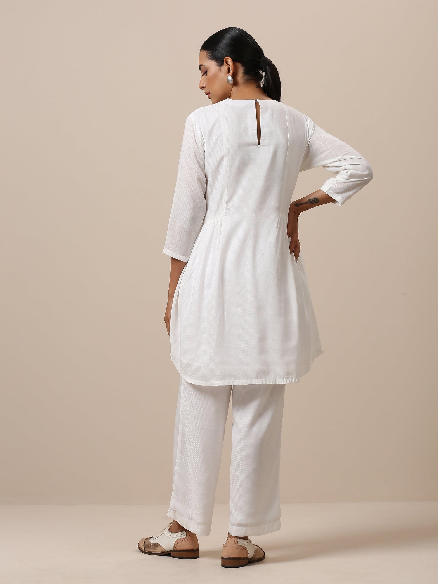 Cotton White Gathers Co-Ord Set - trueBrowns