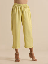 Spark Green Slub High Slit Kurta Pant Set