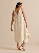 Off-White Sleeveless Kurta Pant Set