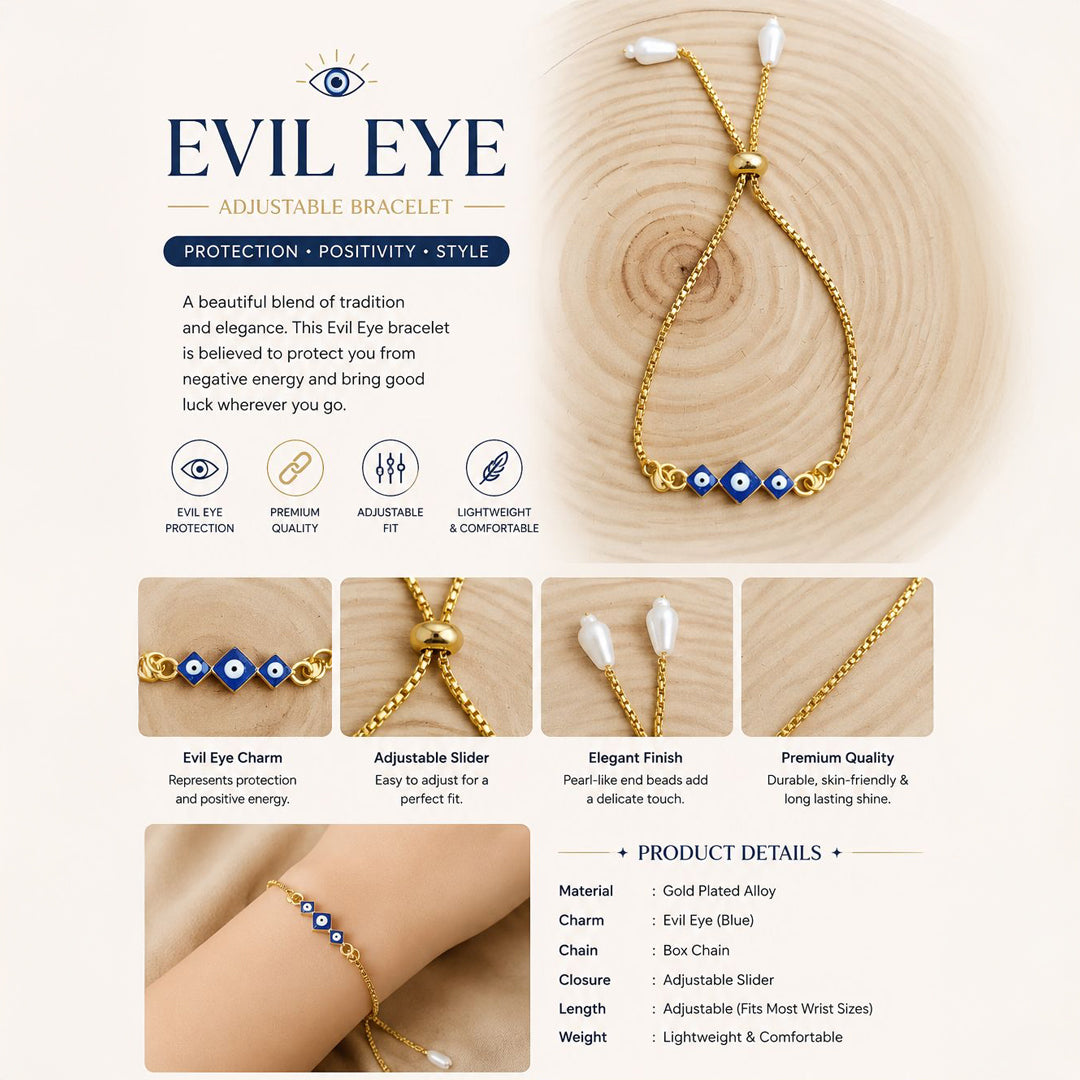 trueBrowns Blue Diamond Evil Eye Bracelet Rakhi