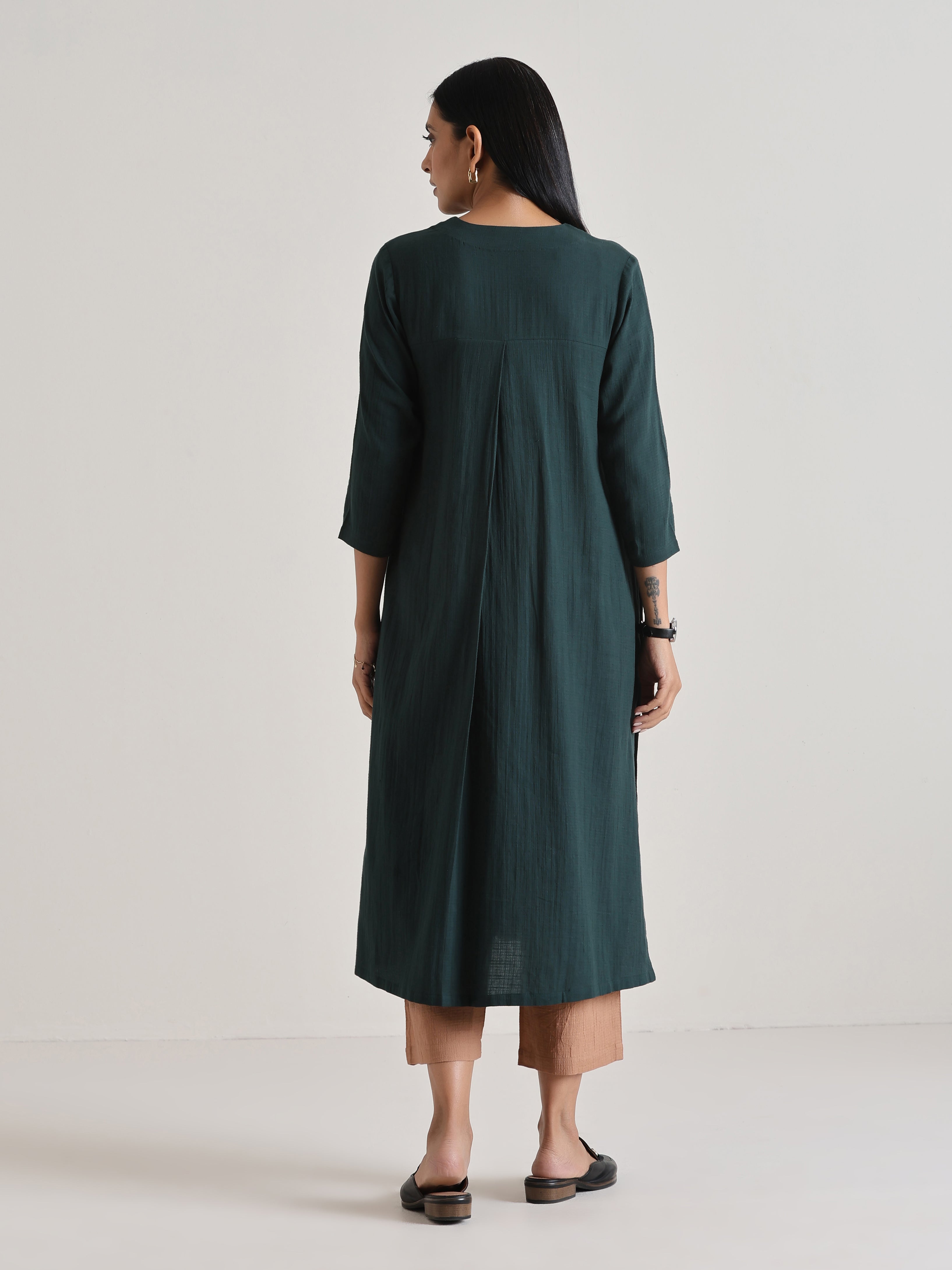 Dark Green Kurta Pant Set
