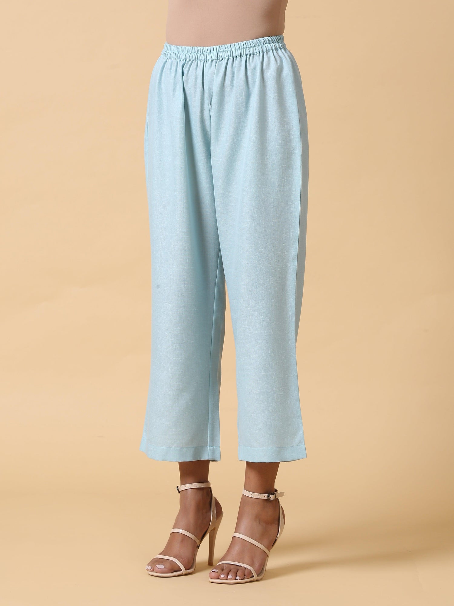Cotton Linen Light Blue Sleeveless Co-Ord Set - trueBrowns