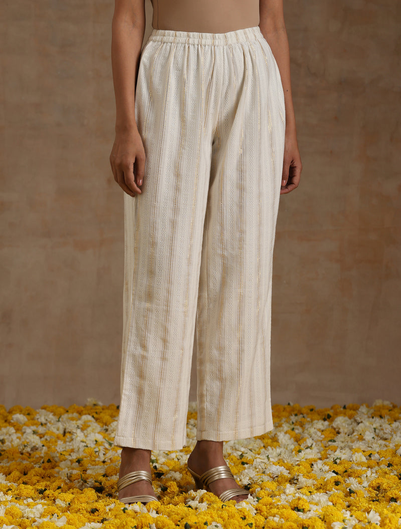 Ivory Gold Cotton Relaxed Co-Ord Set