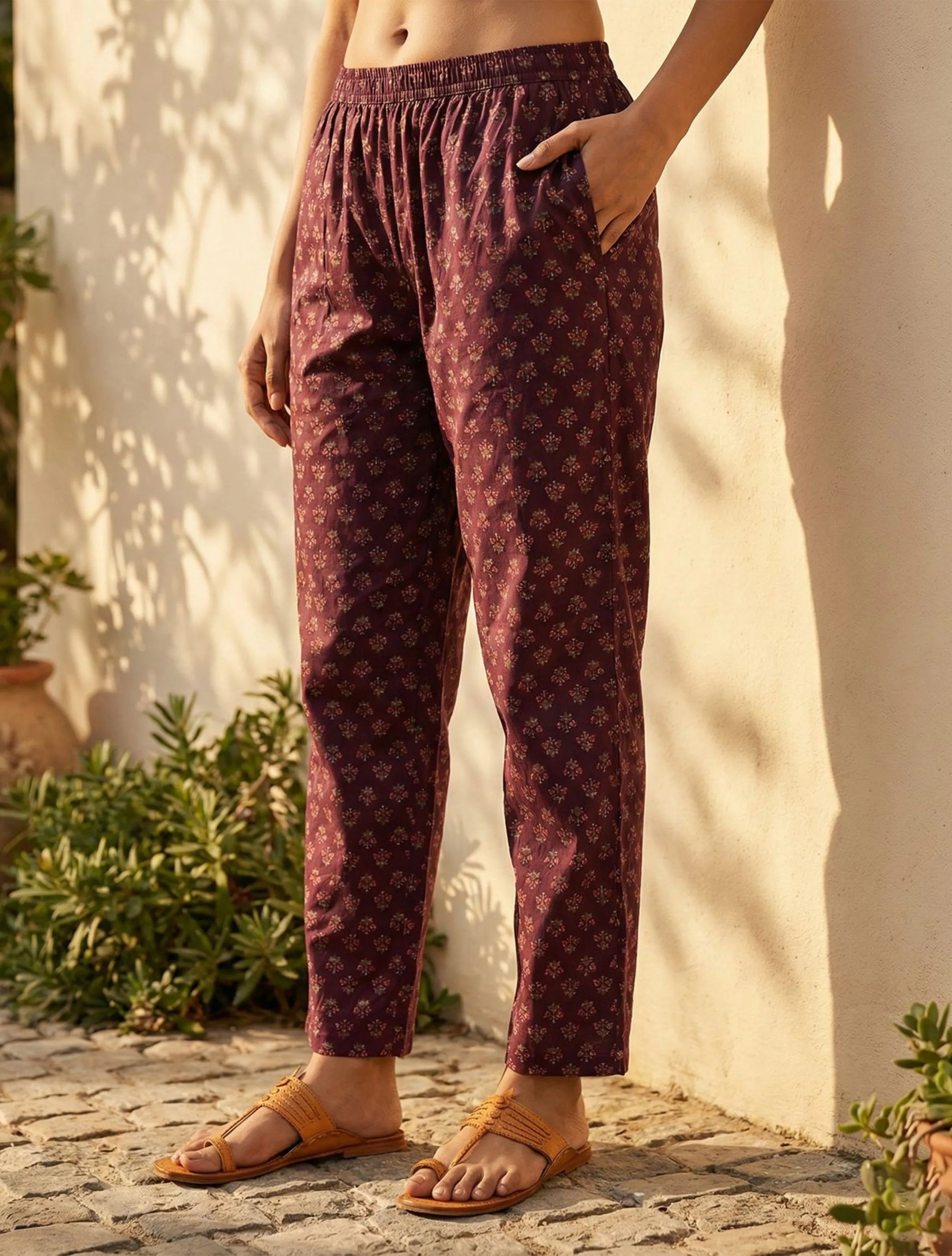 trueBrowns Purple Floral Print Embroidered V-Neck Kurta Pant Dupatta Set
