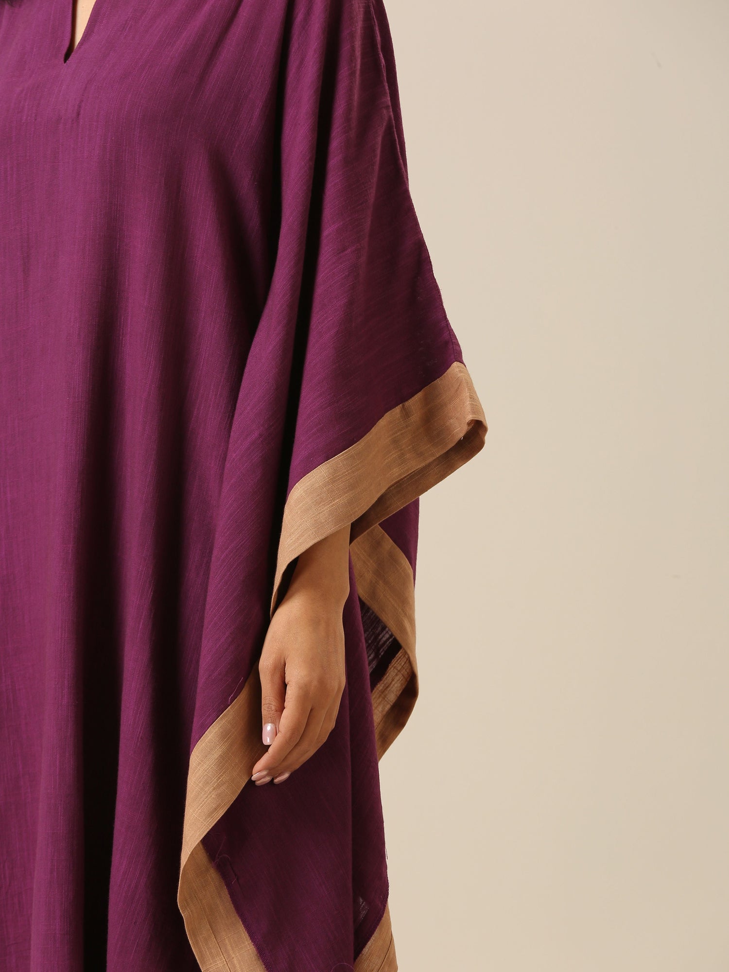 Plum Purple Slub Texture High Low Kaftan Pant Set