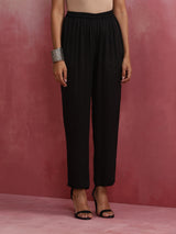 trueBrowns Black V Neck Kurta Co-ord Set