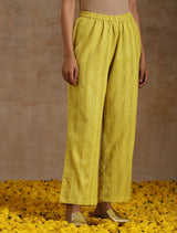 Lime Gold Cotton Kalidar Kurta Set