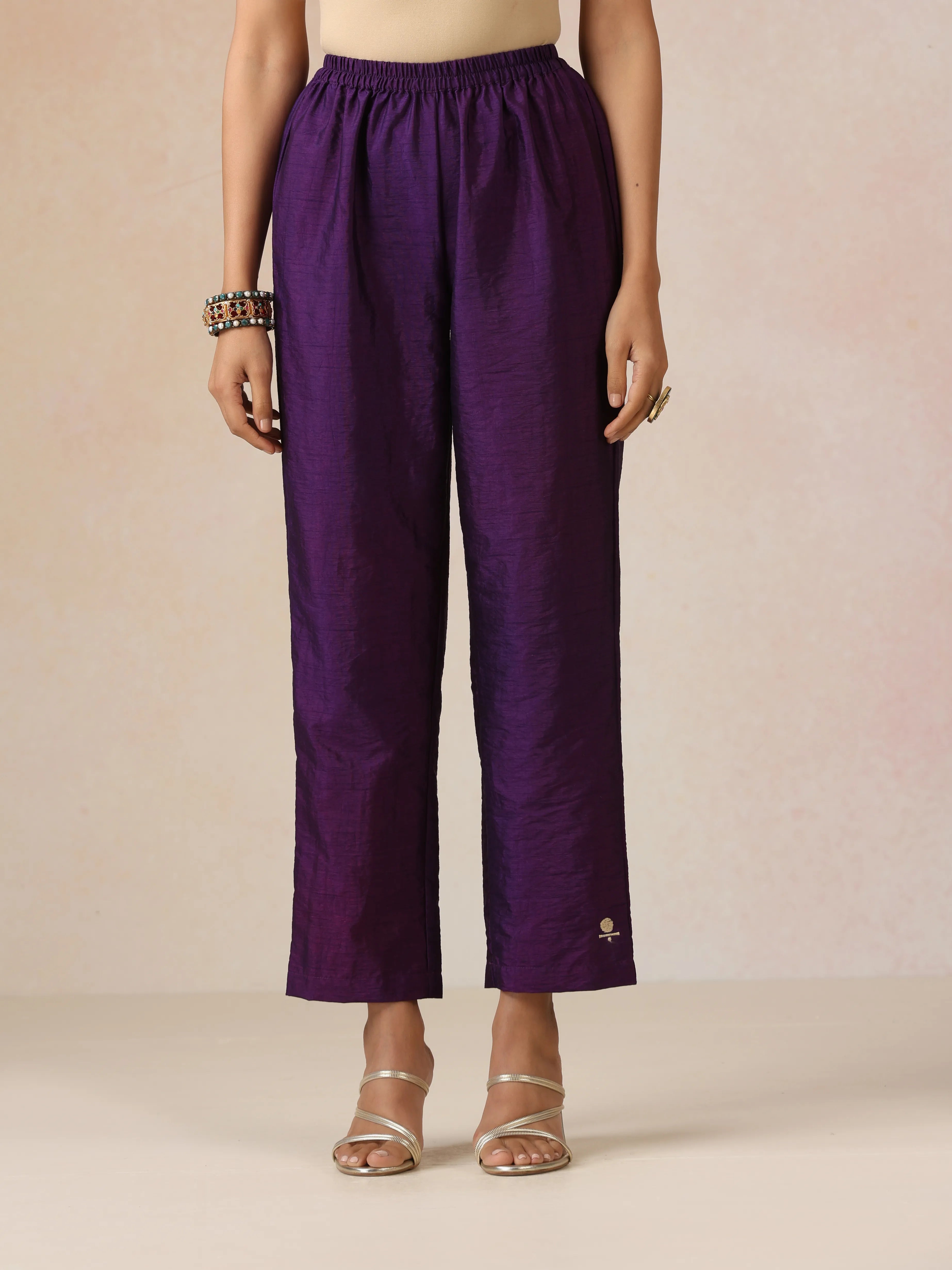  trueBrowns Purple Brocade Angrakha Kurta Set