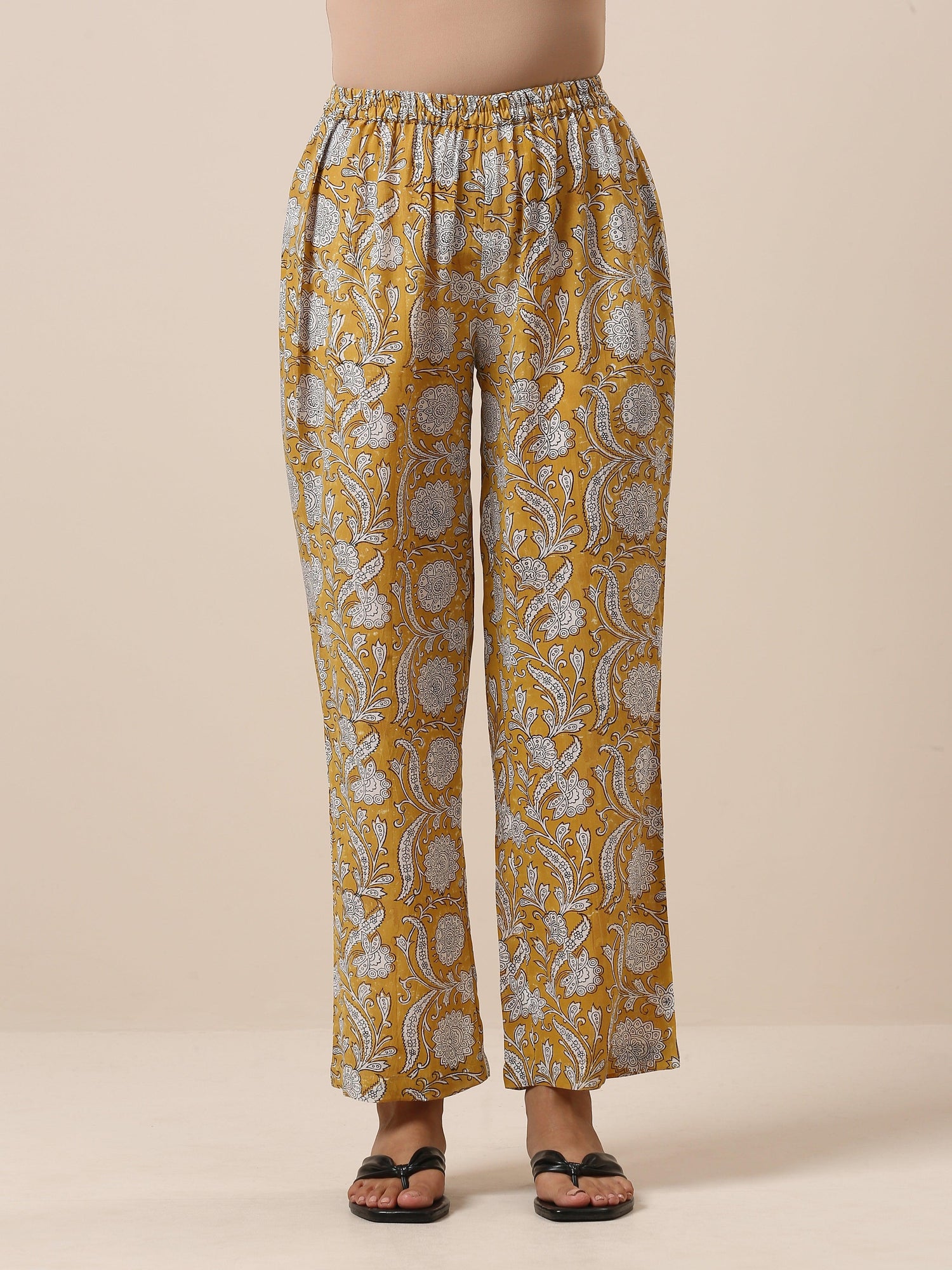 Cotton Hand Block Printed Yellow Co-Ord Set - trueBrowns