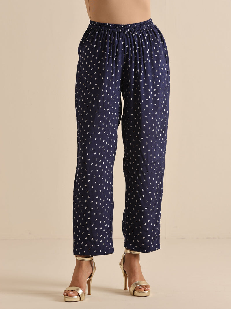 Blue Bandhani Silk Printed Boxy Fit Co-Ord Set