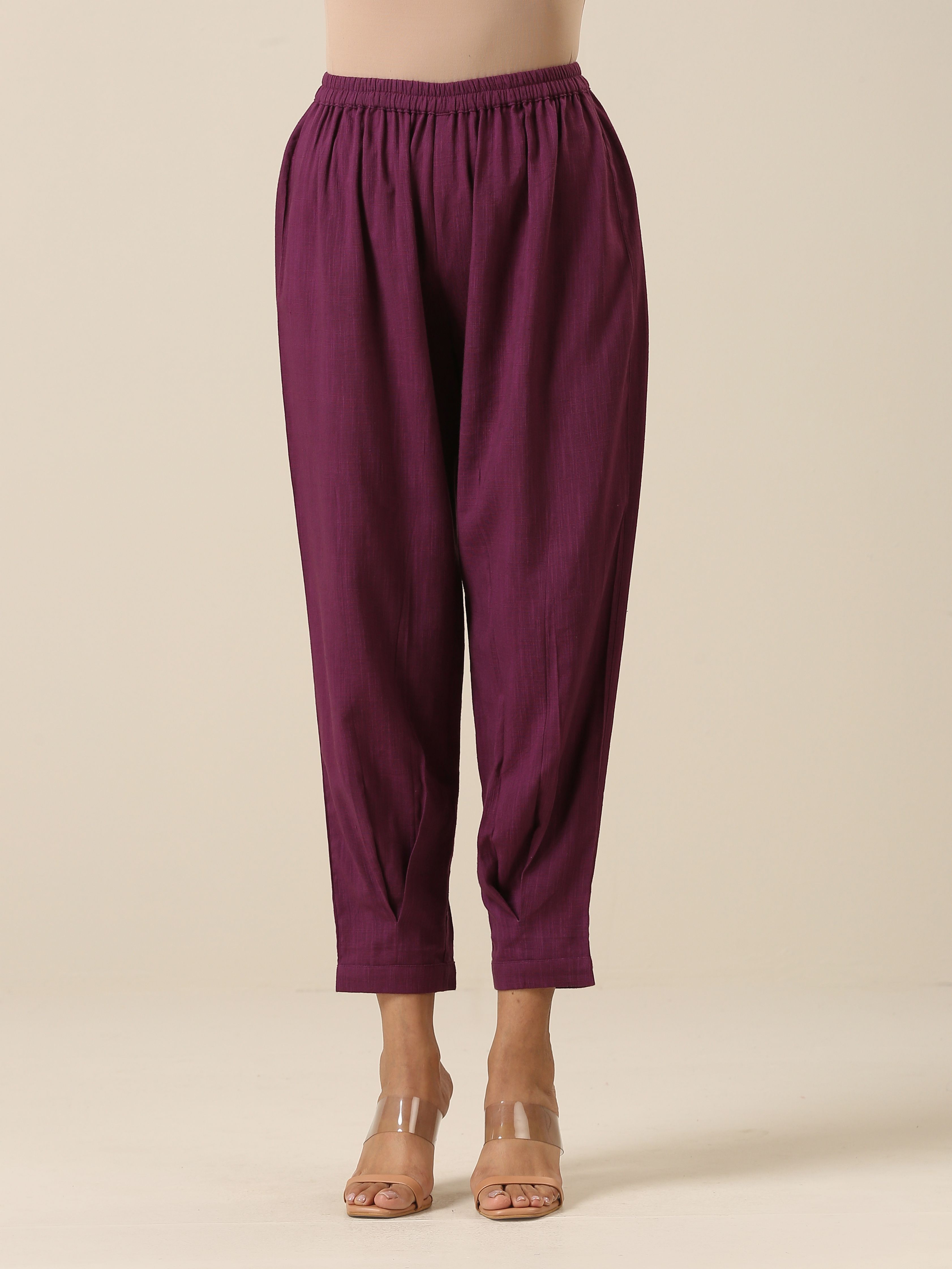 Plum Purple Slub Texture Pleated Co-Ord Set – trueBrowns