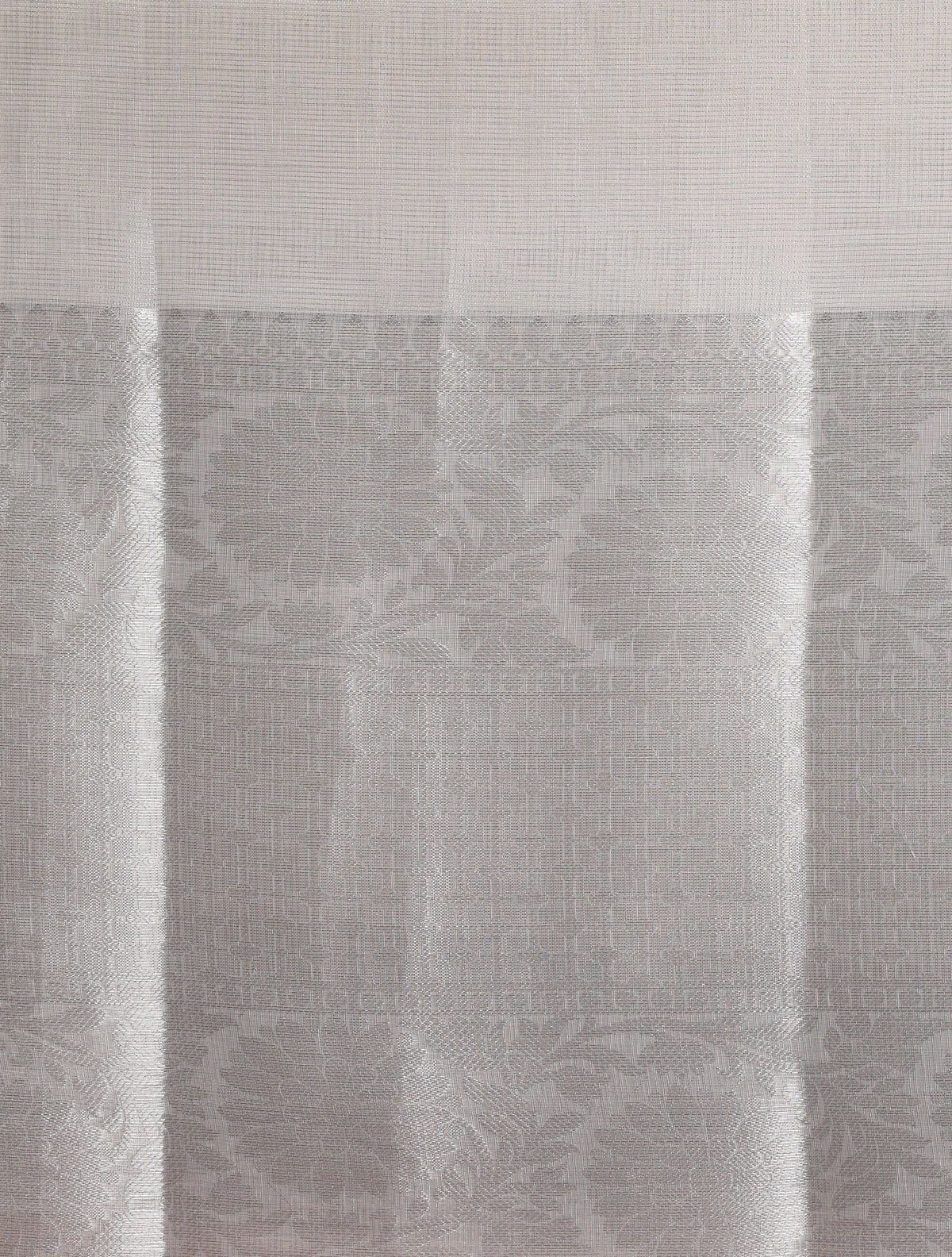 trueBrowns Silver Weave Kota Tissue Handloom Saree With Unstitched Blouse