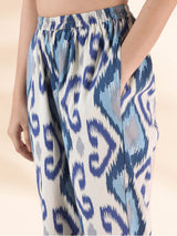 trueBrowns Blue Cotton Ikat Relaxed Co-ord Set