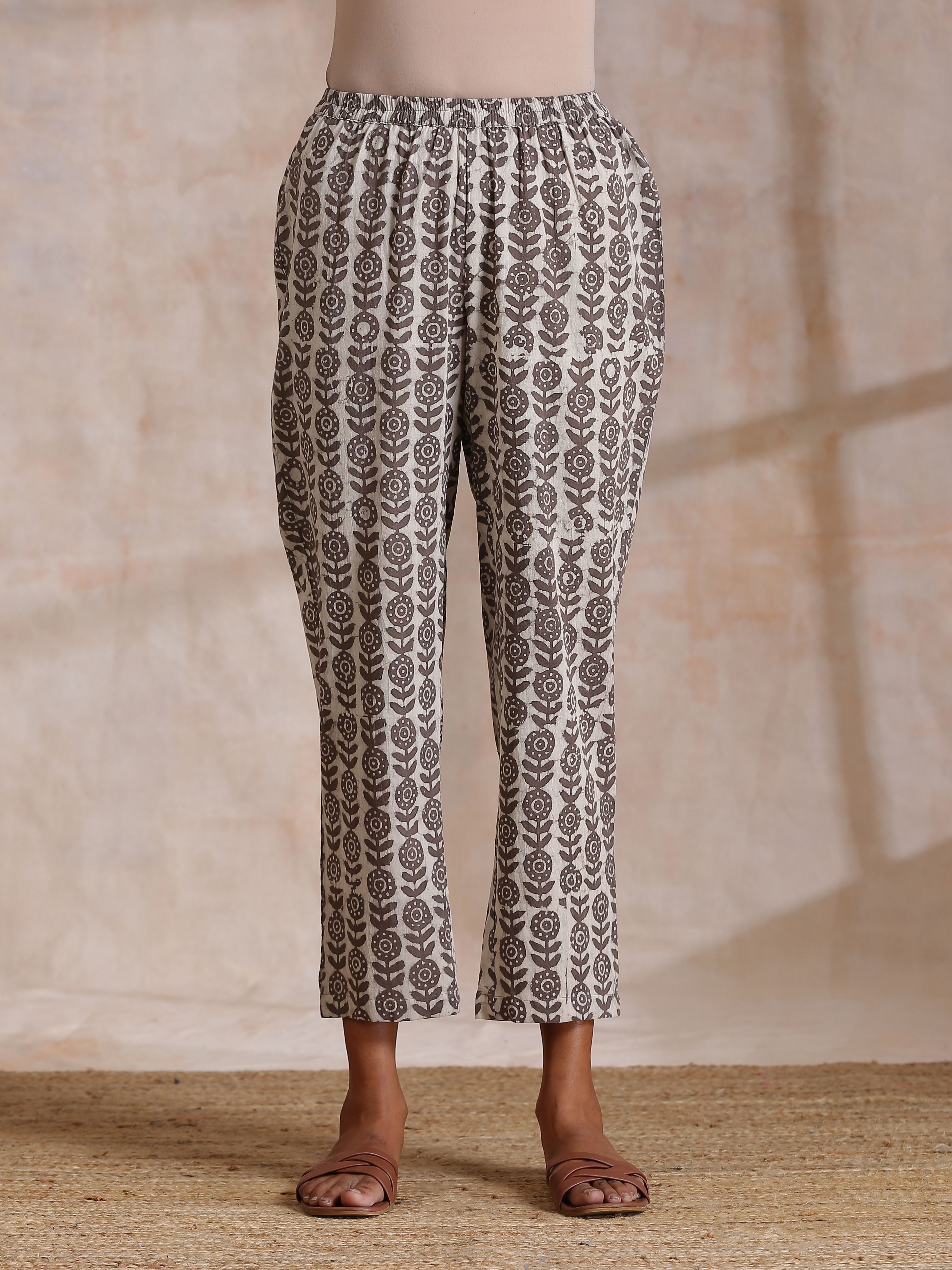 Clay Dabu Zig-Zag Motifs Print Cotton Kurta Pant Set