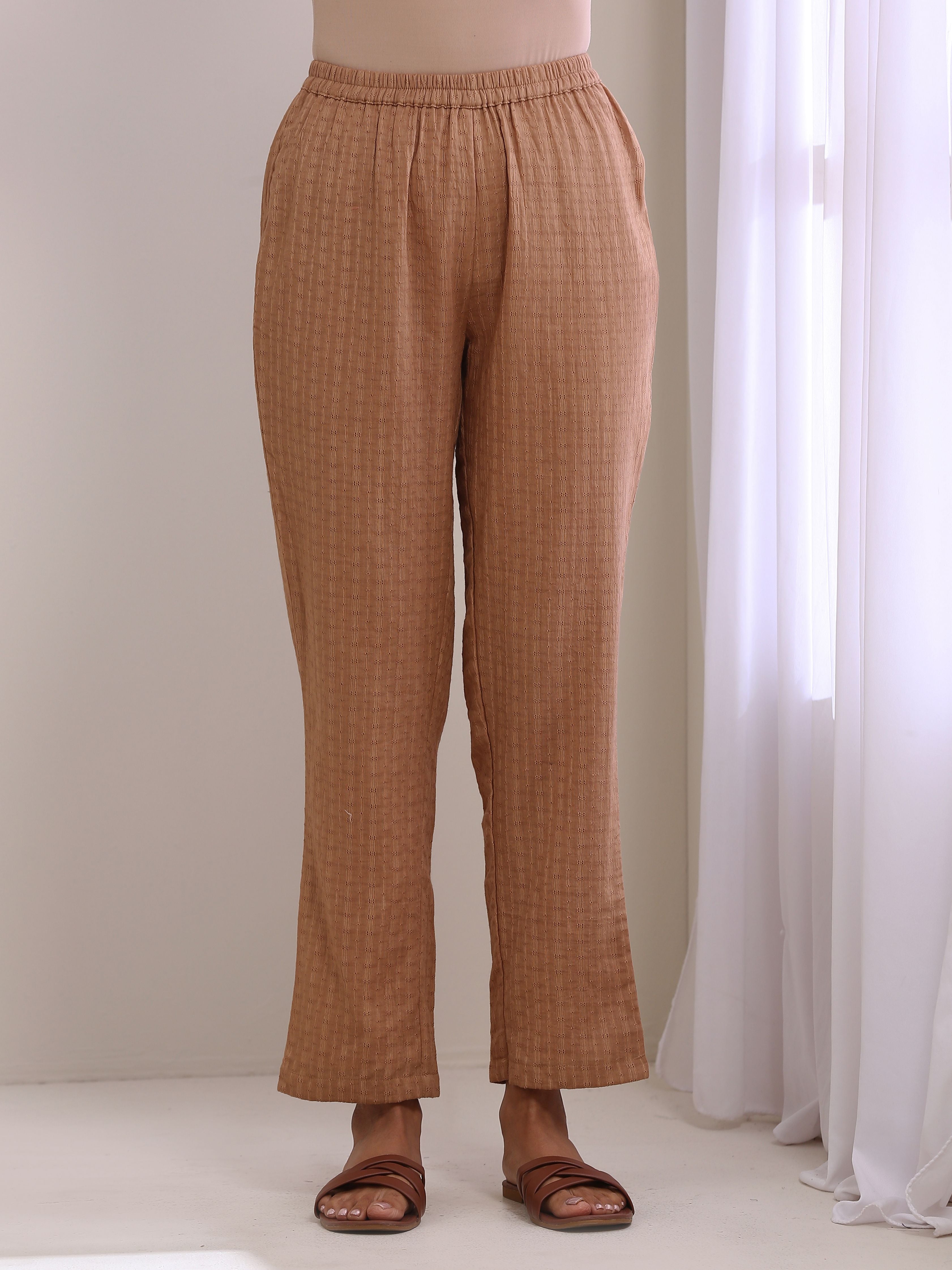Beige Dobby Boxy Fit High-Low Co-Ord Set
