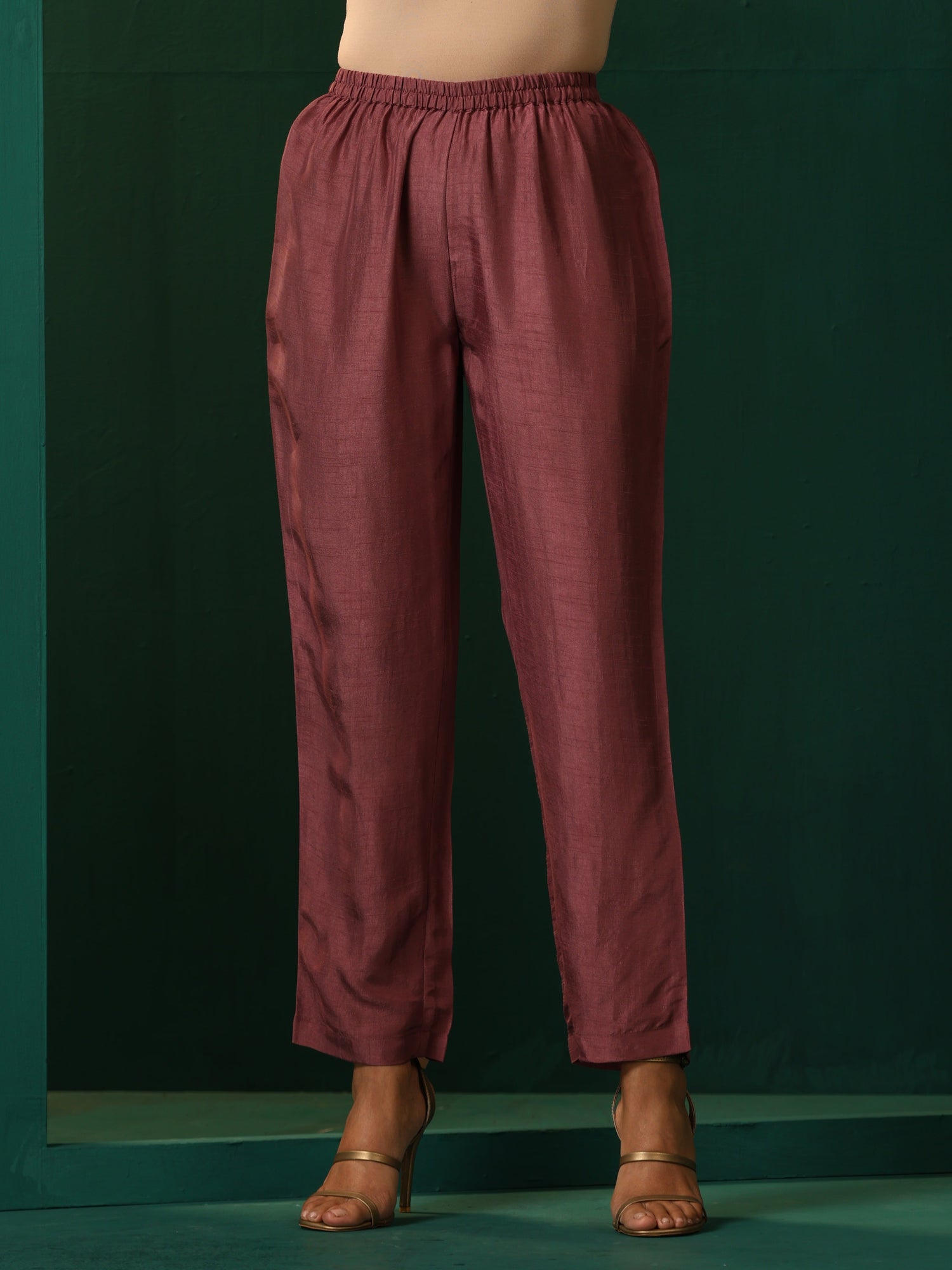 trueBrowns Maroon Light Mauve Silk Jacket Kurta Set