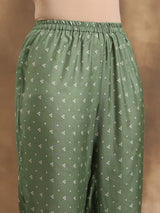Light Green Bandhani Printed Silk Kurta Pant Set