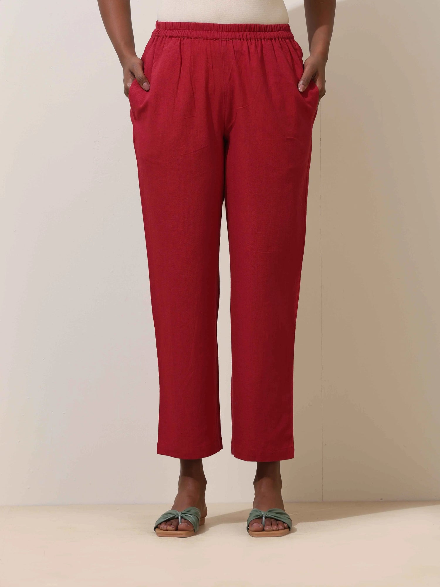 trueBrowns Maroon Cotton Kurta Co-Ord Set