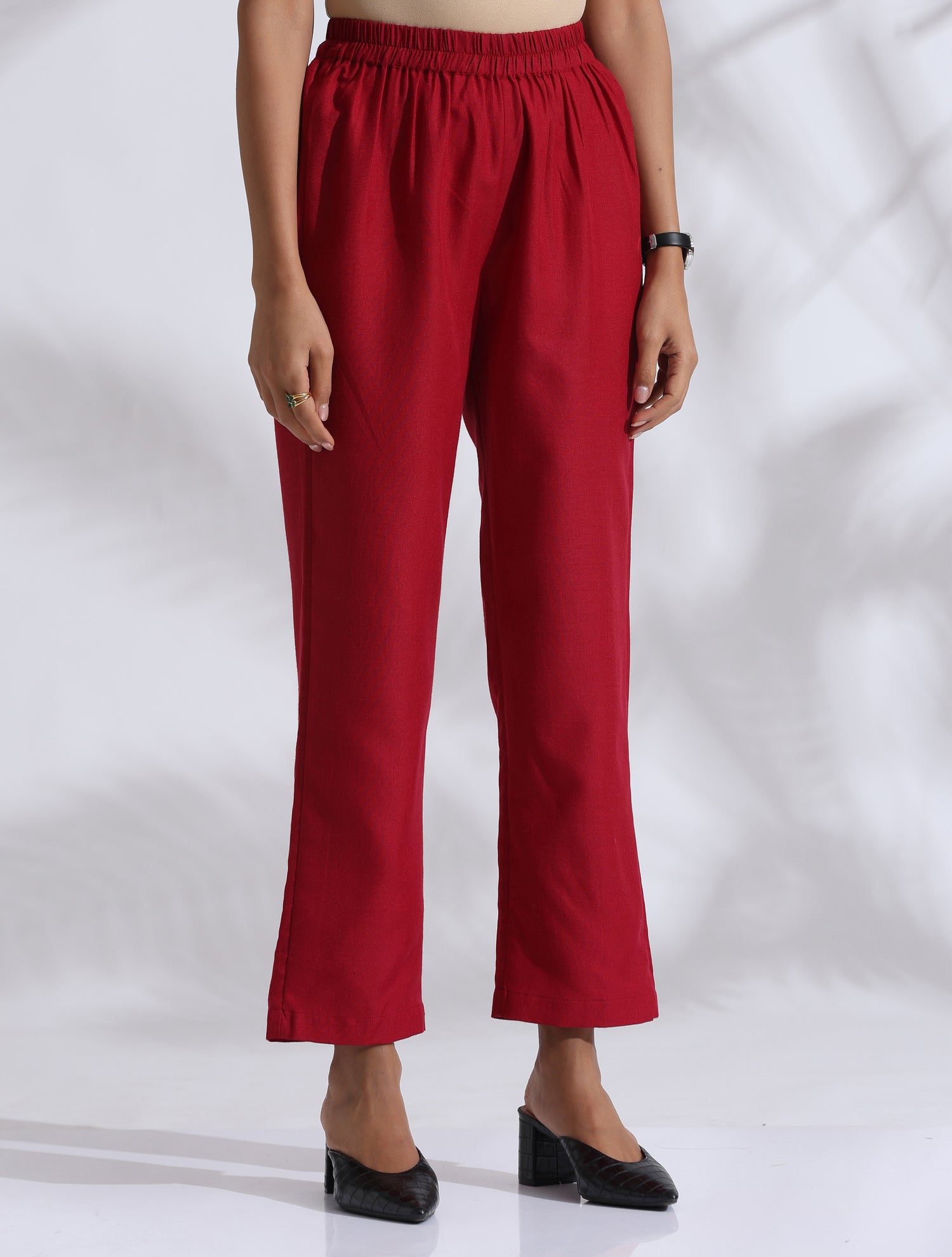 trueBrowns Maroon Slub Kurta Co-ord Set