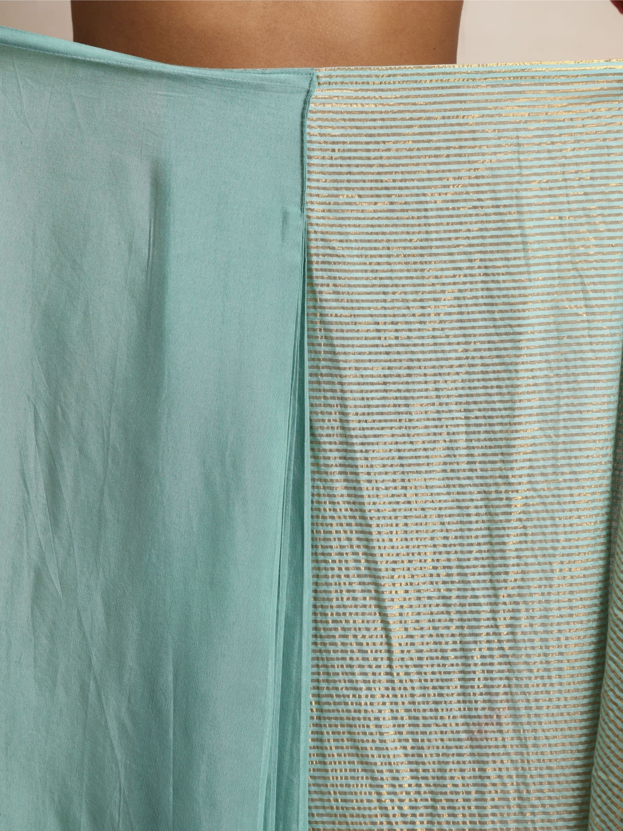 trueBrowns Blue Gold Lurex Ready To Wear Saree