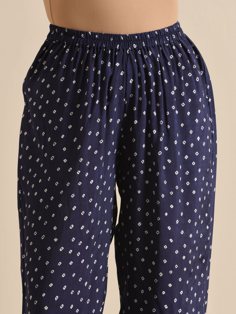 Blue Bandhani Silk Printed Boxy Fit Co-Ord Set