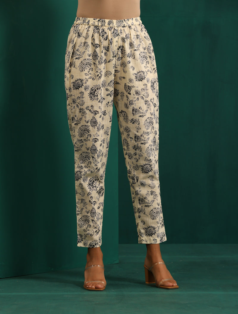 trueBrowns Blue Floral Cotton Printed Relaxed Co-ord Set