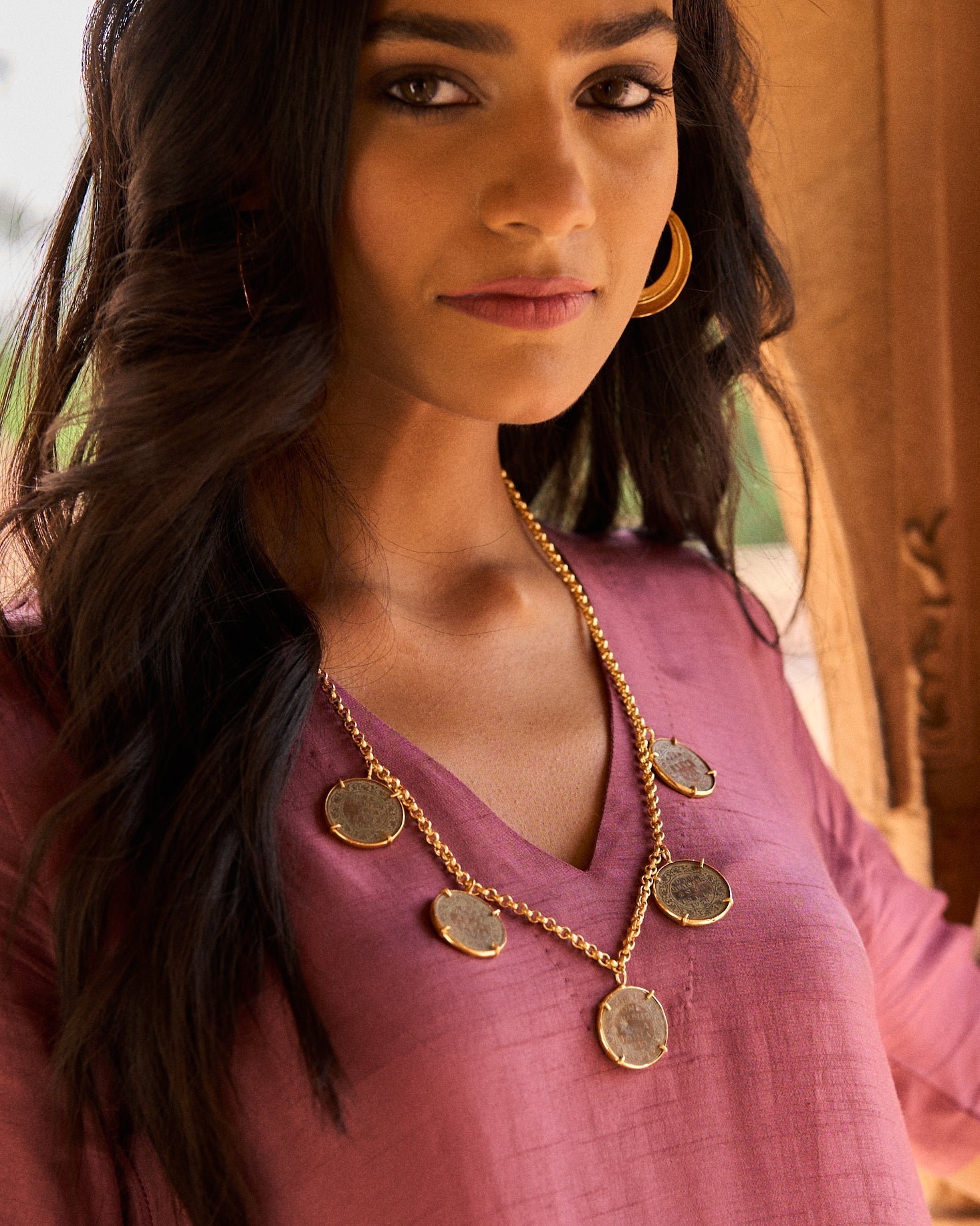 trueBrowns 22K Gold-Plated Coin Necklace