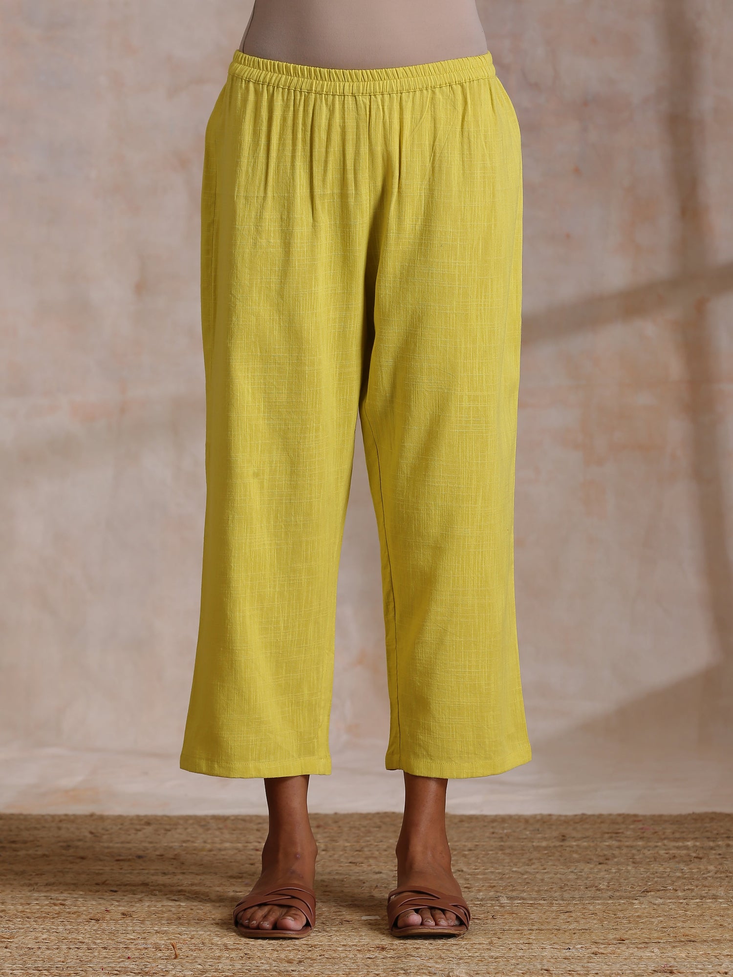Lime Pink Zig-Zag Lines Print Cotton Kurta Pant Set