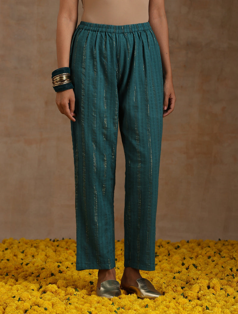 Deep Sea Gold Cotton Relaxed High-Low Kurta Set