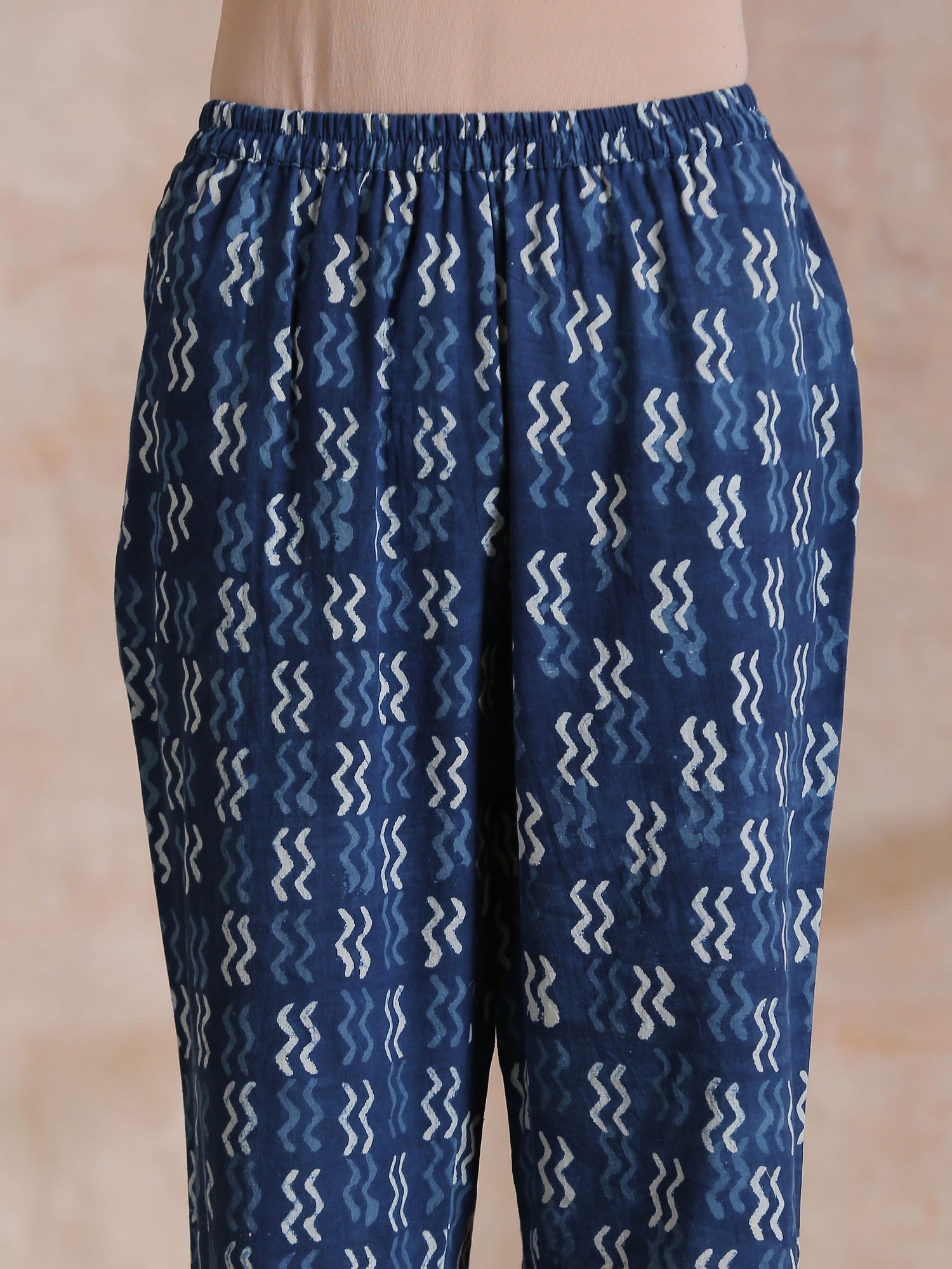 Indigo Dabu Floral Print Cotton Kurta Pant Set