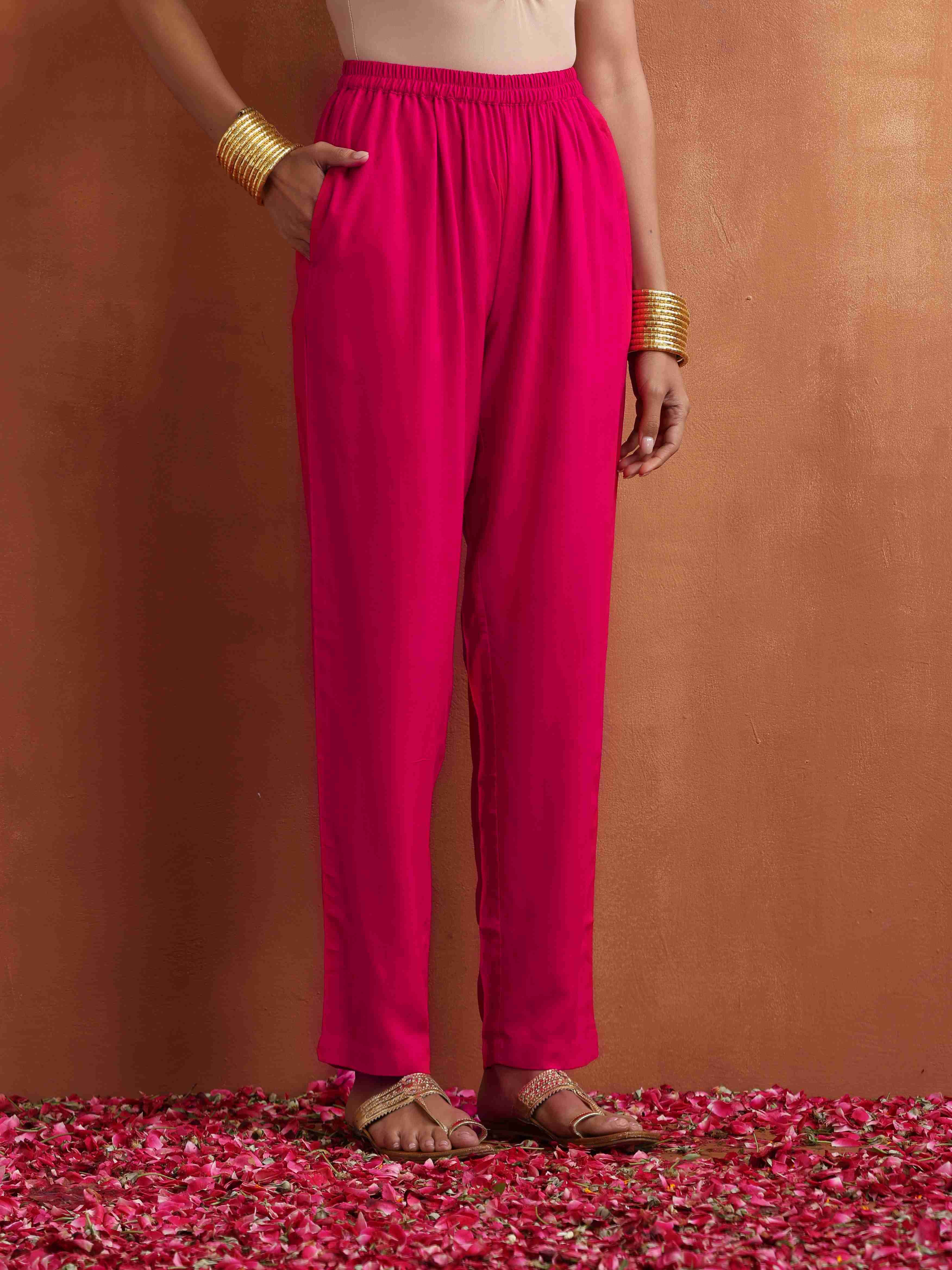 trueBrowns Red Print Flared Anarkali Kurta Set