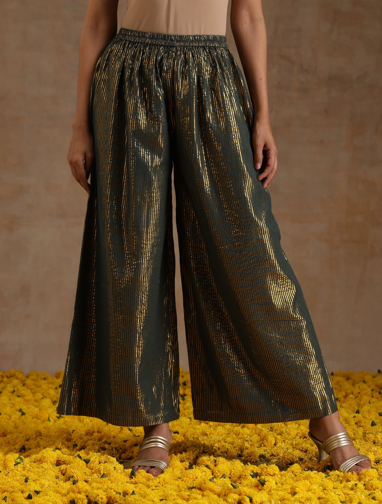 Spectrum Blue Gold Cotton High Slit Kurta Set