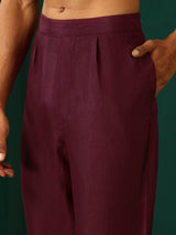 trueBrowns Men Wine Diamond Viscose Silk Co-ord Set