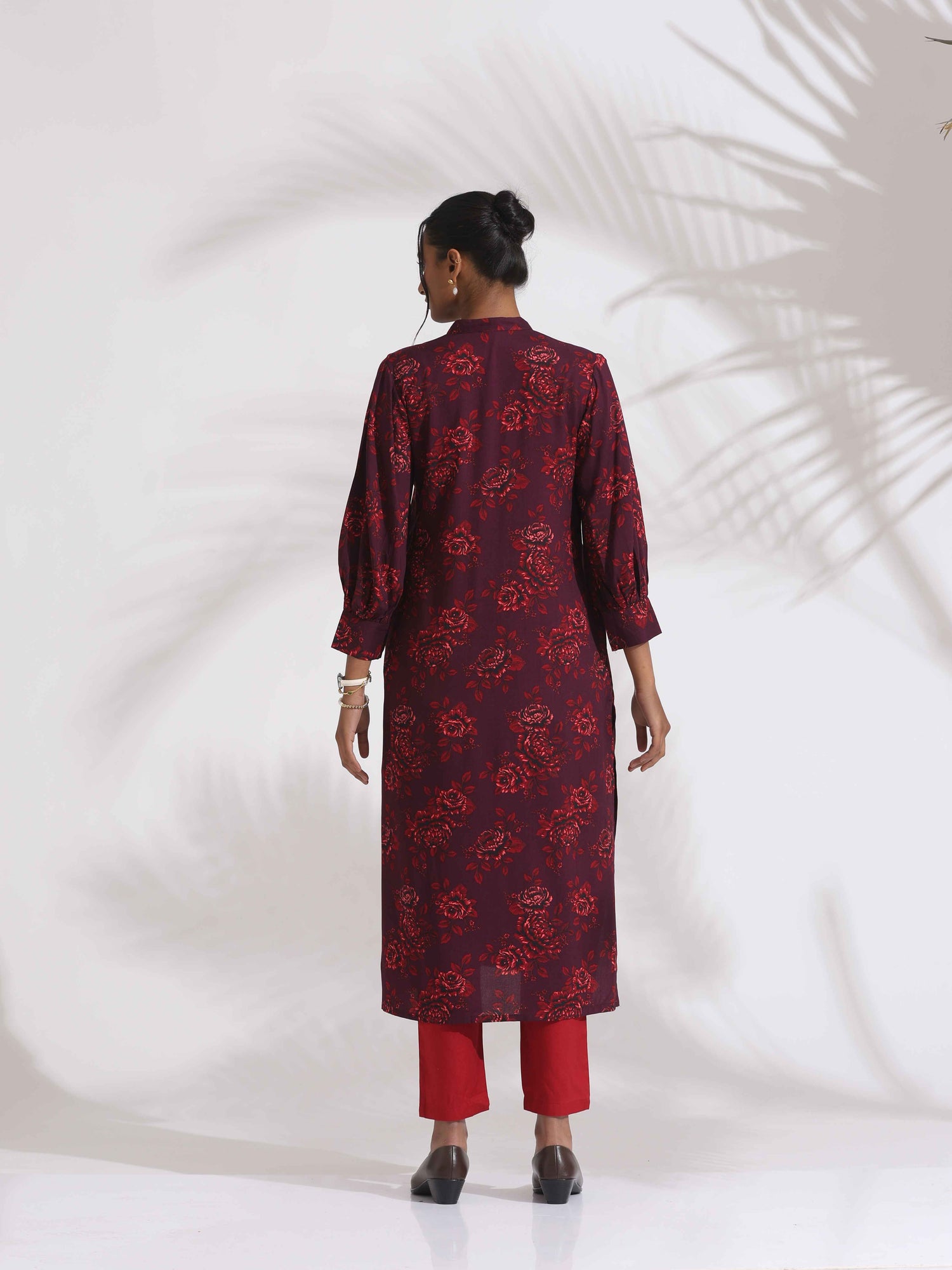 trueBrowns Purple Floral Print Kurta Set
