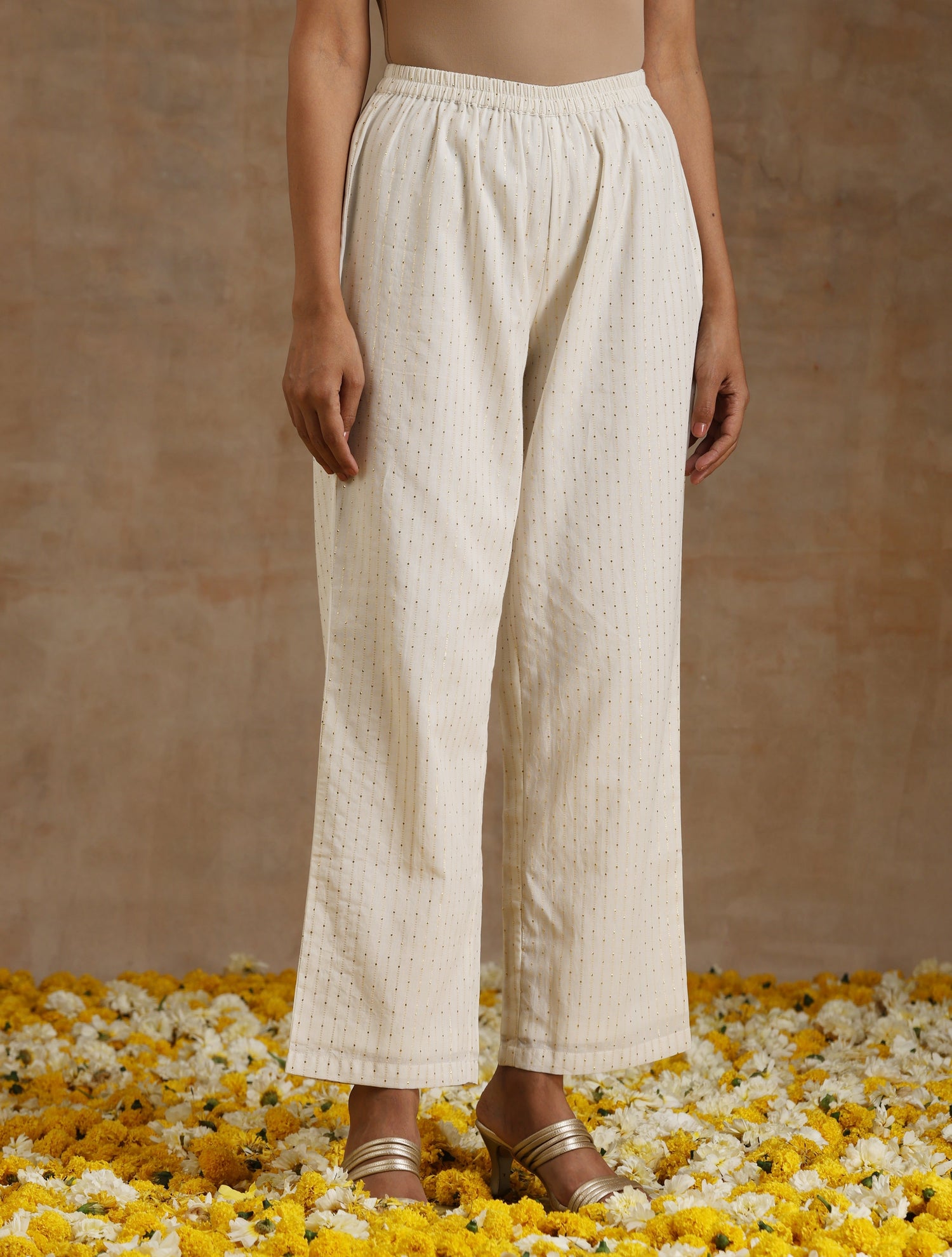 Ivory Gold Cotton Angrakha Kurta Set