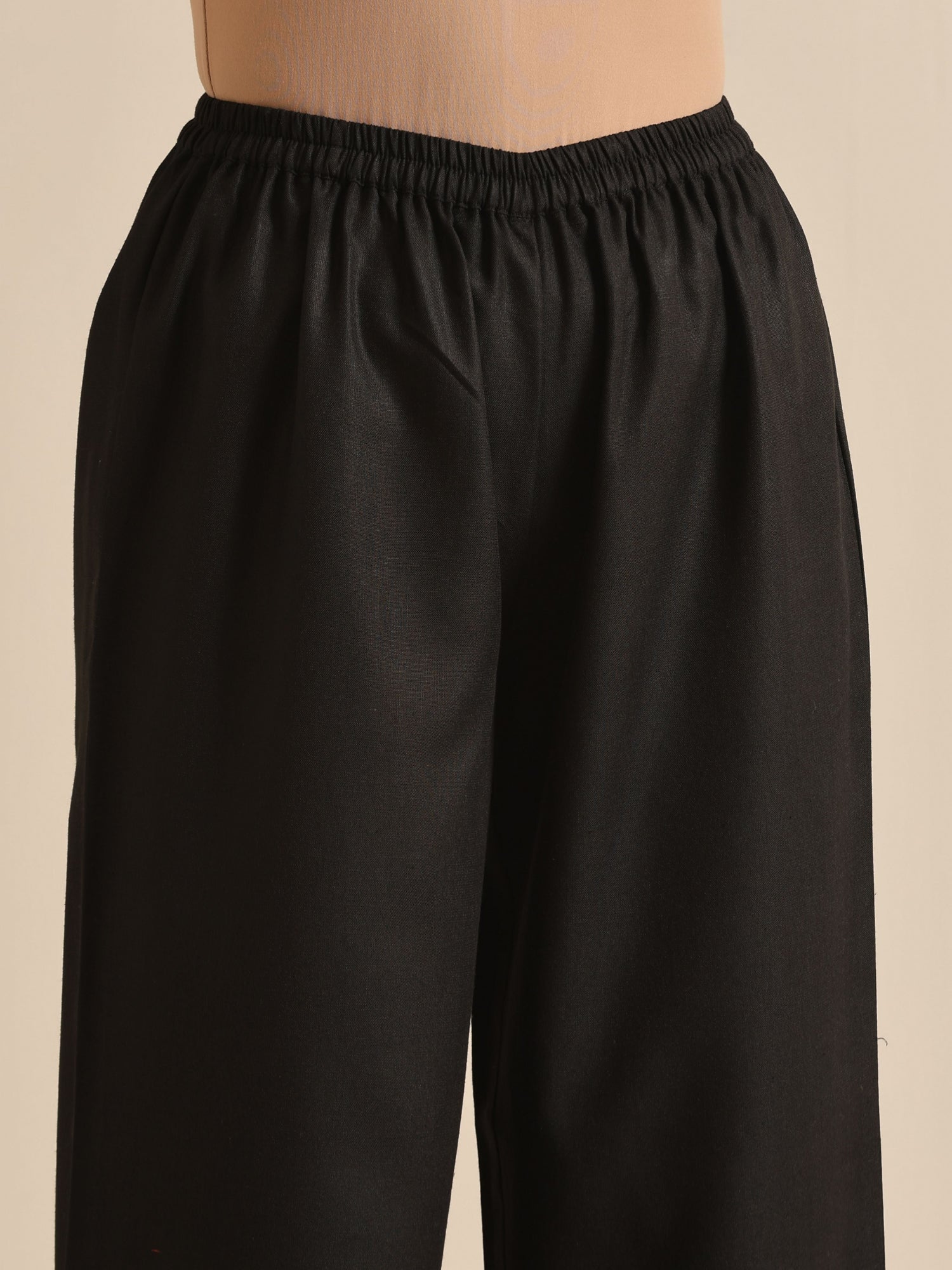 Black Slub Relaxed Placket Co-Ord Set