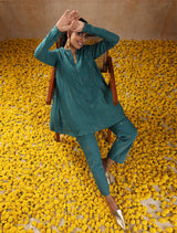 Deep Sea Gold Cotton Flared Co-Ord Set