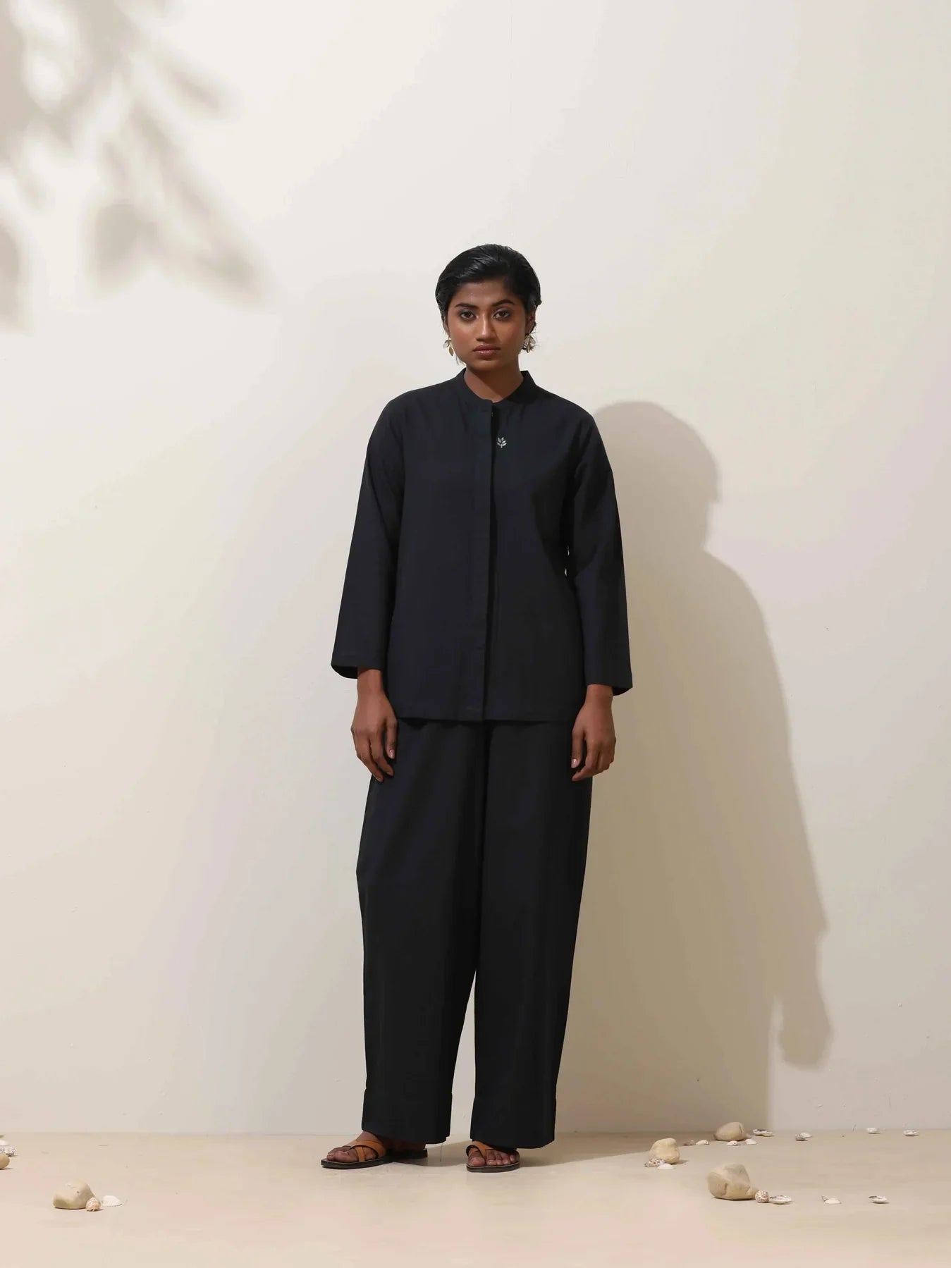 trueBrowns Black Cotton Linen Co-Ord Set