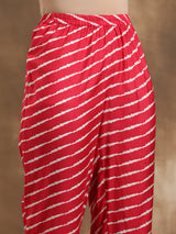Pink Lehariya Printed Silk Kaftan Co-Ord Set