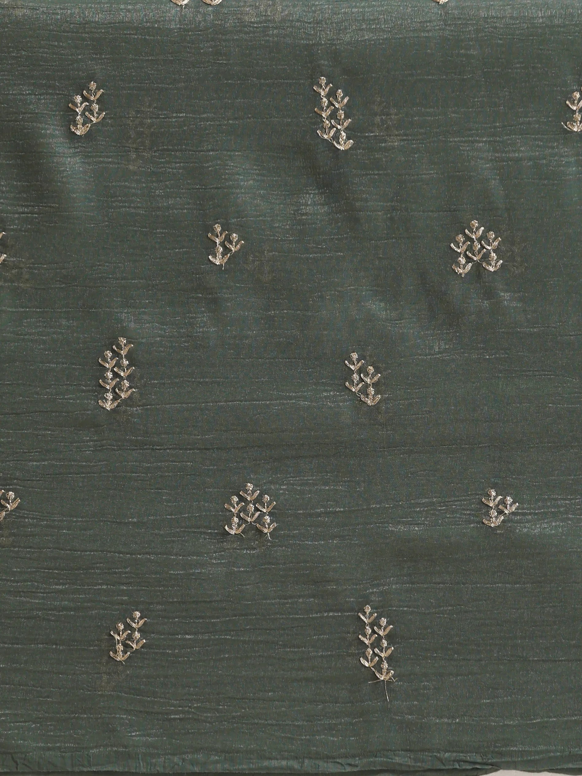 trueBrowns Turq All Over Embroidered Saree With Unstitched Blouse
