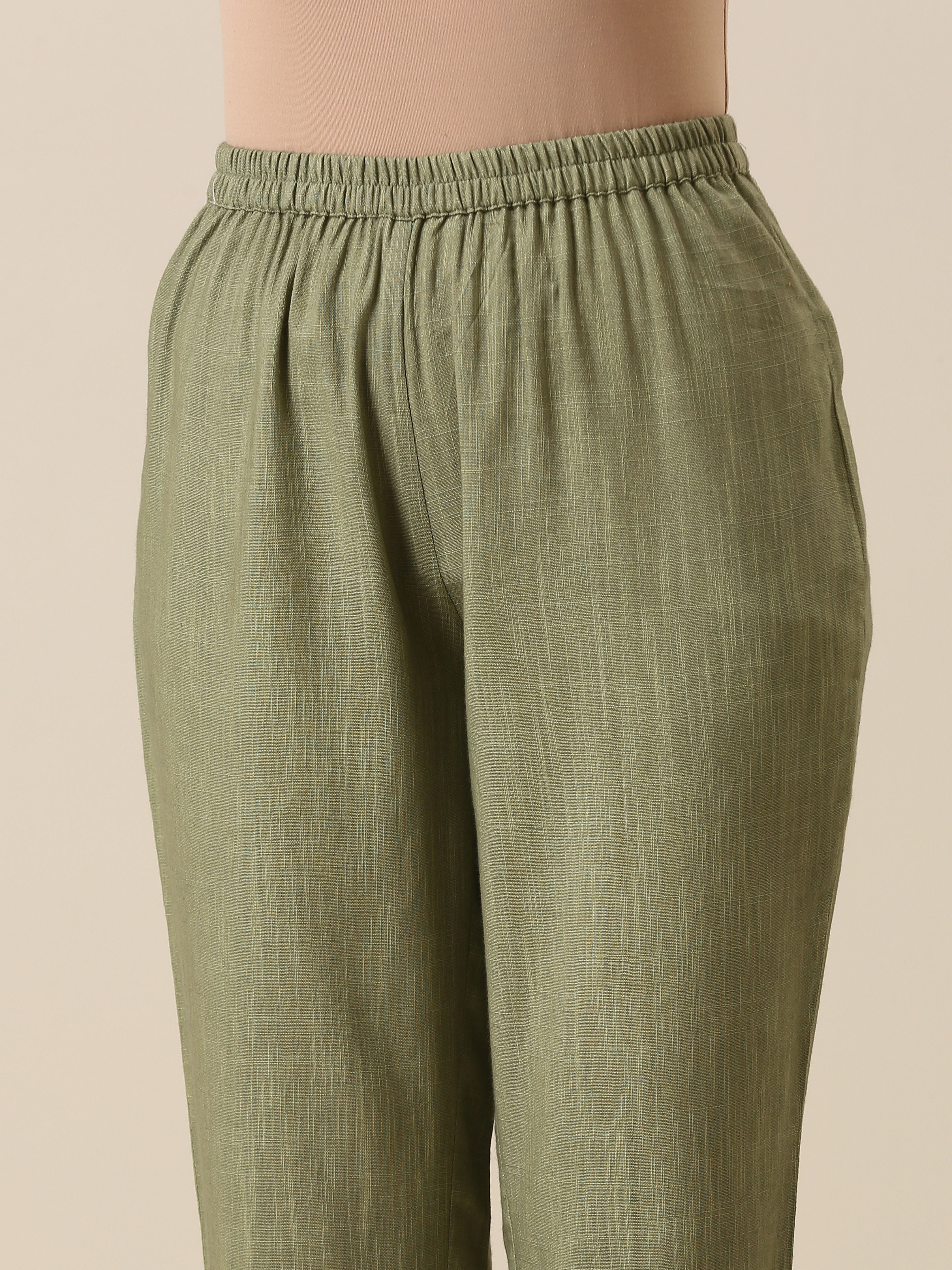 Sage Slub Texture Boxy Fit High Low Co-Ord Set