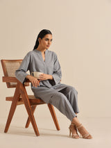 Steel Blue Khadi Relaxed Co-Ord Set