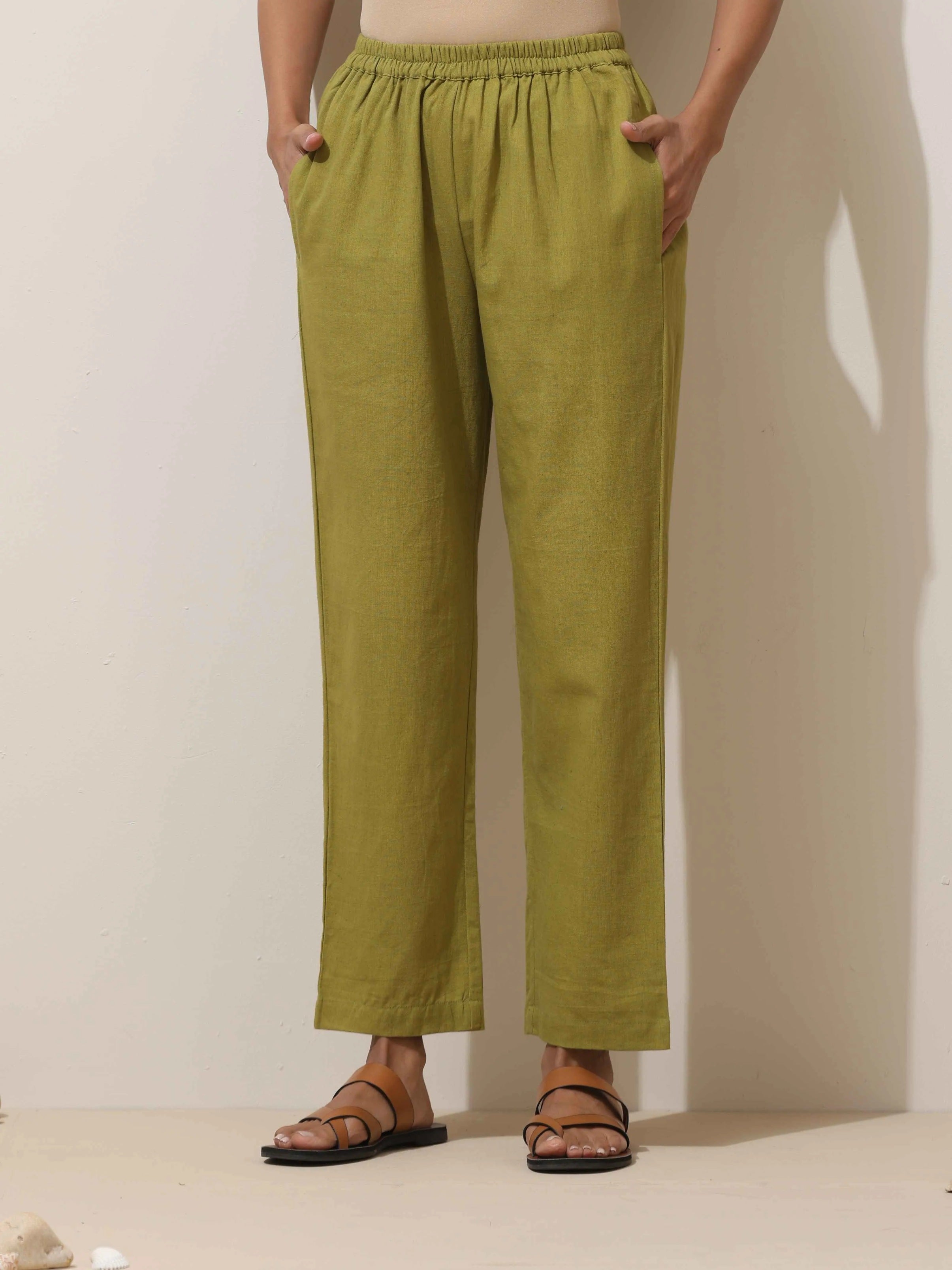 trueBrowns Brown Cotton Linen Kurta Pant Set